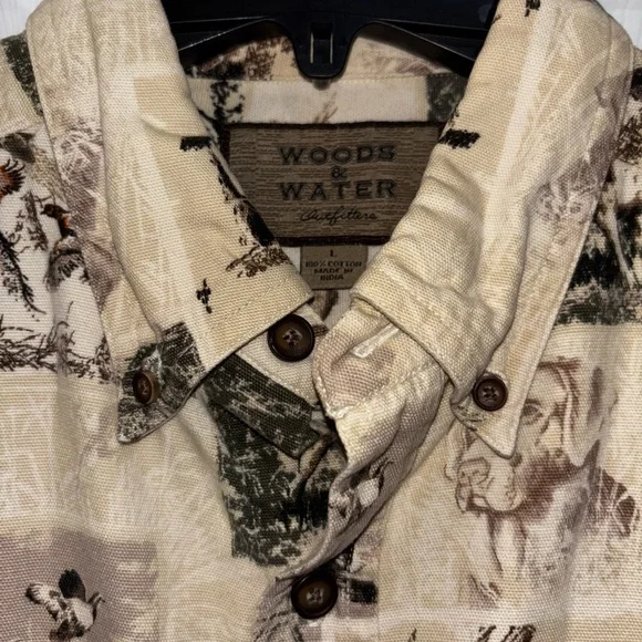 Woods & Water Outfitters Men's Dog Pheasant Long Sleeve Hunting Shirt Size L - Picture 5 of 7